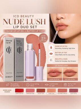 New for $58!!! ICD Makeup Glow Up Lip Oil & Better Lip Tint